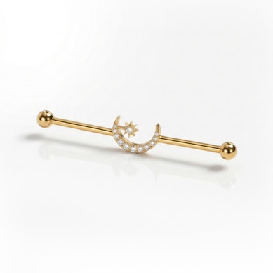 Titanová industrial činka s hvězdou a měsícem