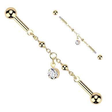 Industrial činka s řetízkem a přívěskem s kamínkem