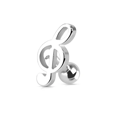 Tragus piercing s houslovým klíčem