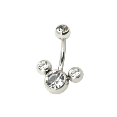 Piercing do pupíku se čtyřmi kamínky v různých barvách