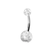 Titanový piercing do pupíku s kuličkami se třpytkami