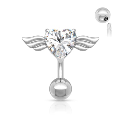 Piercing do pupíku s okřídleným srdcem