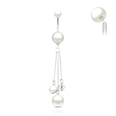 Piercing do pupíku s perlovými kuličkami z akrylátu