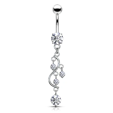 Piercing do pupíku s kamínky do tvaru s