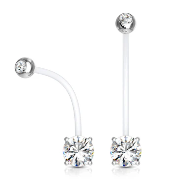 Těhotenský piercing do pupíku s kamínky