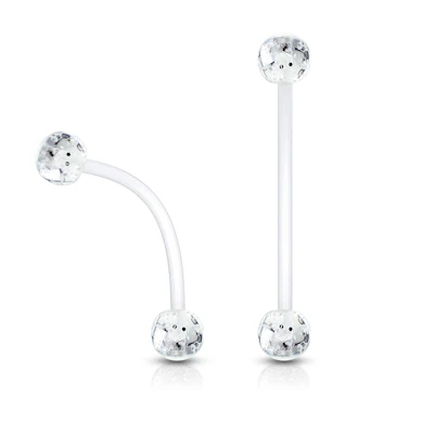 Těhotenský piercing do pupíku s kuličkami se třpytkami