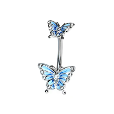 Dvojitý motýlkový piercing do pupíku