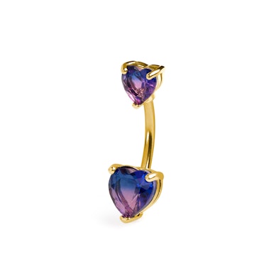 Piercing do pupíku s dvoubarevnými srdíčky