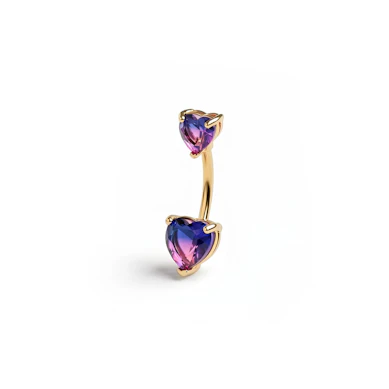 Piercing do pupíku s dvoubarevnými srdíčky