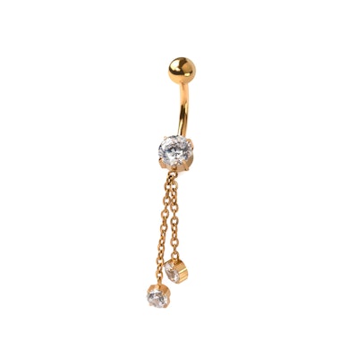 Titanový piercing do pupíku s řetízky a kamínky