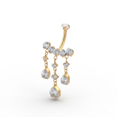 Titanová činka do pupíku s přívěsky