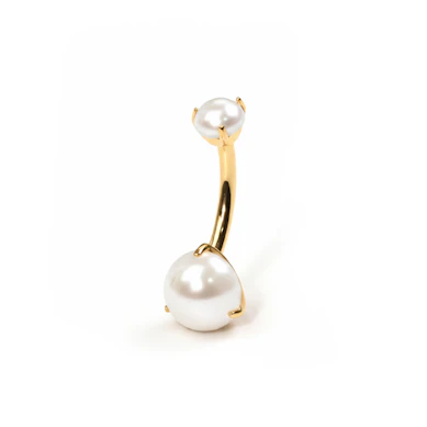 Titanový piercing do pupíku s perlami