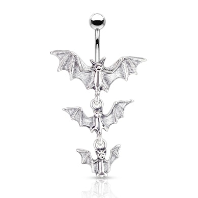 Piercing do pupíku se třemi netopýry
