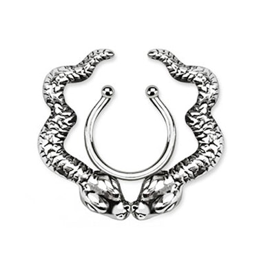 Falešný piercing do bradavky s hady