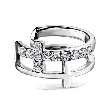 Klips do ucha s dvojitým křížem