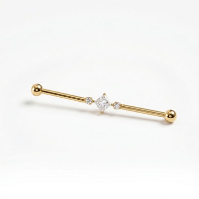 Titanová industrial činka s čtvercovým kamínkem