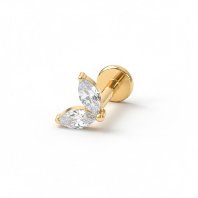 Titanová labreta s dvojitým kamínkem