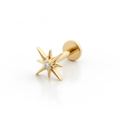 Titanová labreta ve tvaru hvězdy s kamínkem uprostřed