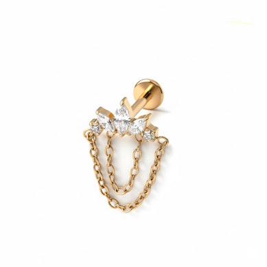 Titanová labreta s kamínky a řetízky