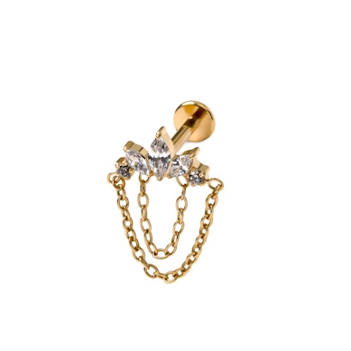 Titanová labreta s kamínky a řetízky