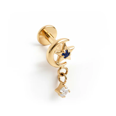 Titanová labreta s měsícem, hvězdou a řetízkem