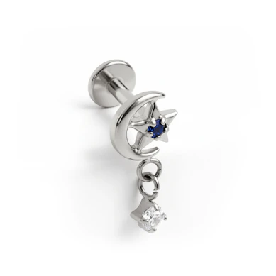 Titanová labreta s měsícem, hvězdou a řetízkem