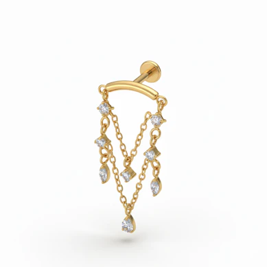 Titanová labreta s visícími řetízky