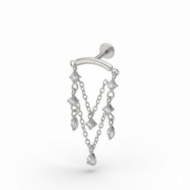 Titanová labreta s visícími řetízky