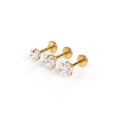 Set tří labret s kamínkem ve tvaru srdce