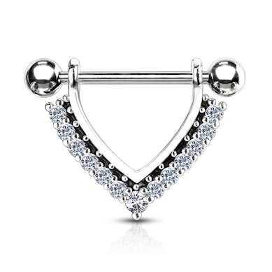 Piercing do bradavky ve tvaru V