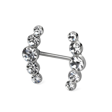Piercing do bradavky s řadami kamínků