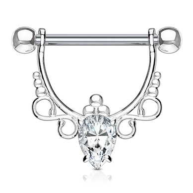 Štít do bradavky s filigránovým vzorem a kamínkem