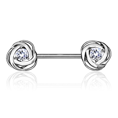 Piercing do bradavky s kamínky a růžemi