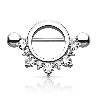 Piercing do bradavky s kamínky na okraji