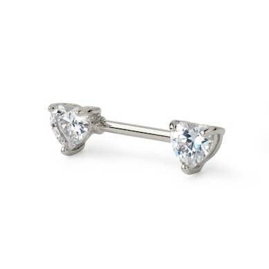Piercing do bradavky se zirkony ve tvaru srdce