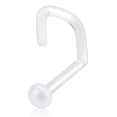 Zahnutý průhledný piercing do nosu náhrada - retainer