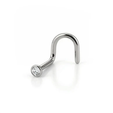 Zahnutý piercing do nosu z chirurgické oceli s kamínky v různých barvách