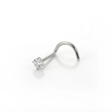 Zahnutý titanový piercing do nosu s kamínkem