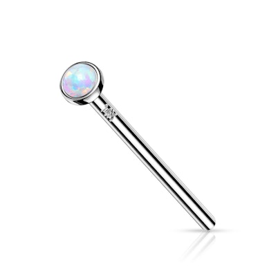Zlatý 14kt piercing do nosu Fishtail s opálovým kamínkem