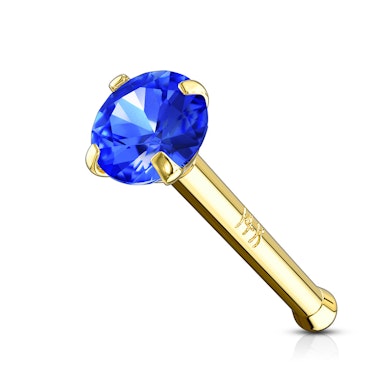 Piercing do nosu z ryzího 14kt zlata s kamínkem