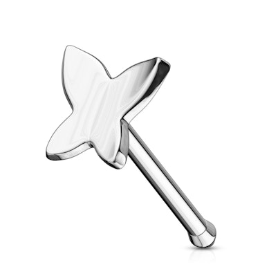 Zlatý 14kt piercing do nosu s motýlem