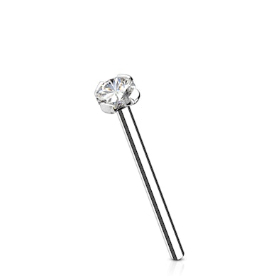 Fish tail - zlatý 14kt piercing do nosu se zirkonem