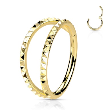 Dvojitý kroužek v pyramidovém brusu s otevíráním