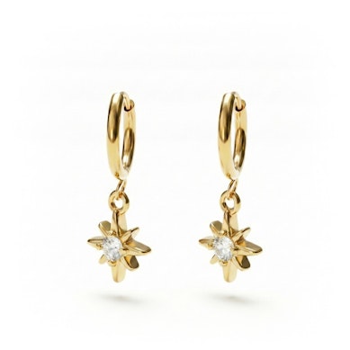 Pár huggie kroužků s přívěskem ve tvaru slunce