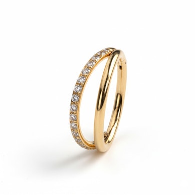 Dvojitý titanový kroužek s kamínky na jednom proužku