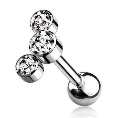 Titanová činka s vnitřním závitem a třemi kamínky