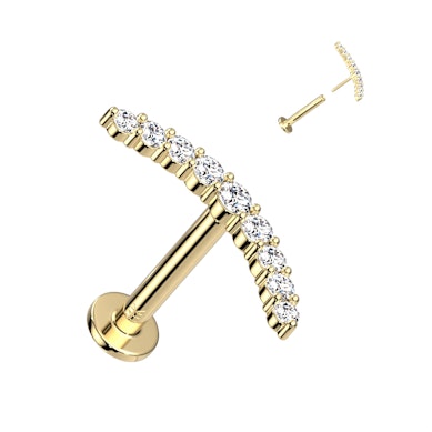 Push-in labreta z 14k zlata s kamínkovým obloukem