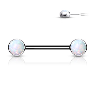 Push-in titanový piercing do bradavky s opály