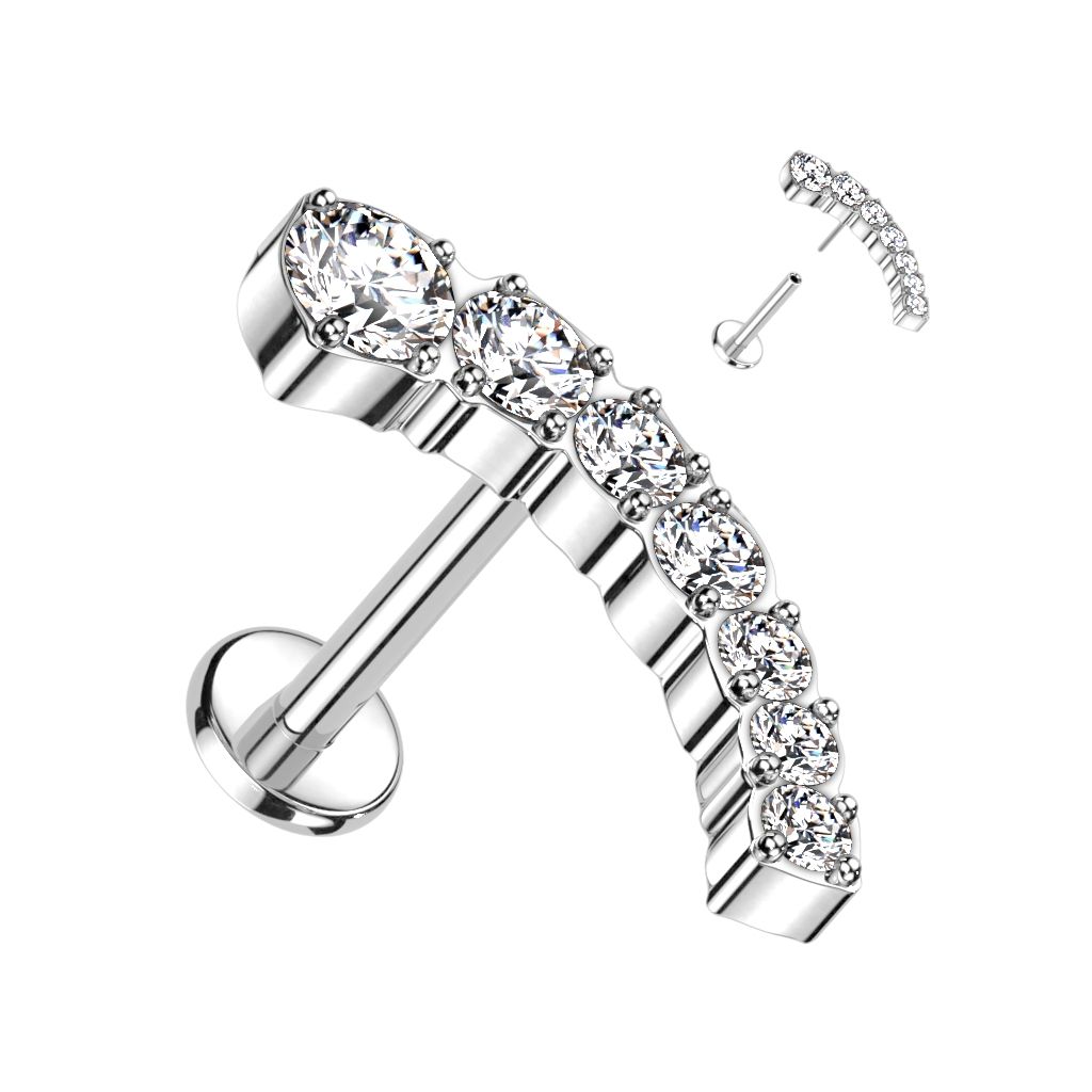 Nádherná titanová push-in labreta se zakřiveným topem