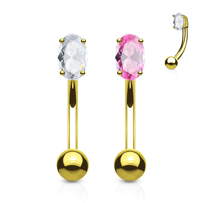 Zlatý 14kt banánek s kamínkem